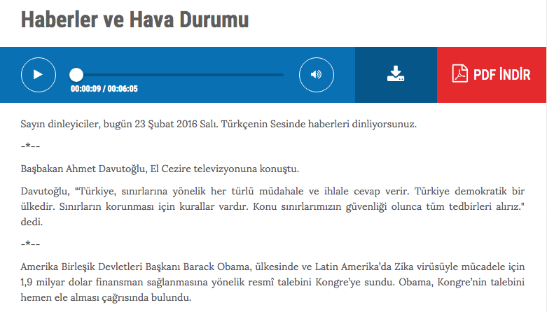 翻攝自官方網站Türkçenin Sesi Radyosu