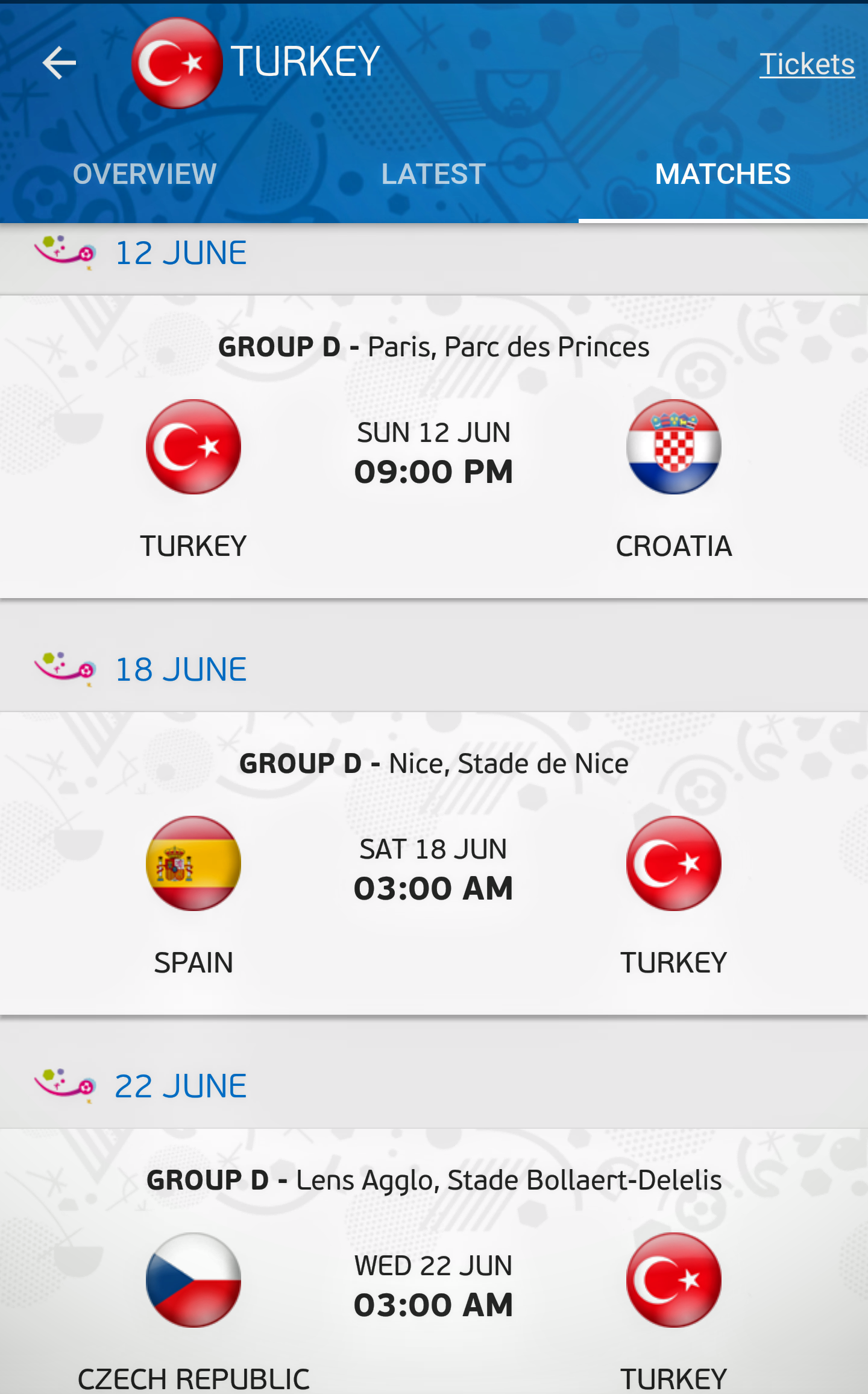 土耳其2016年歐洲國家盃賽程